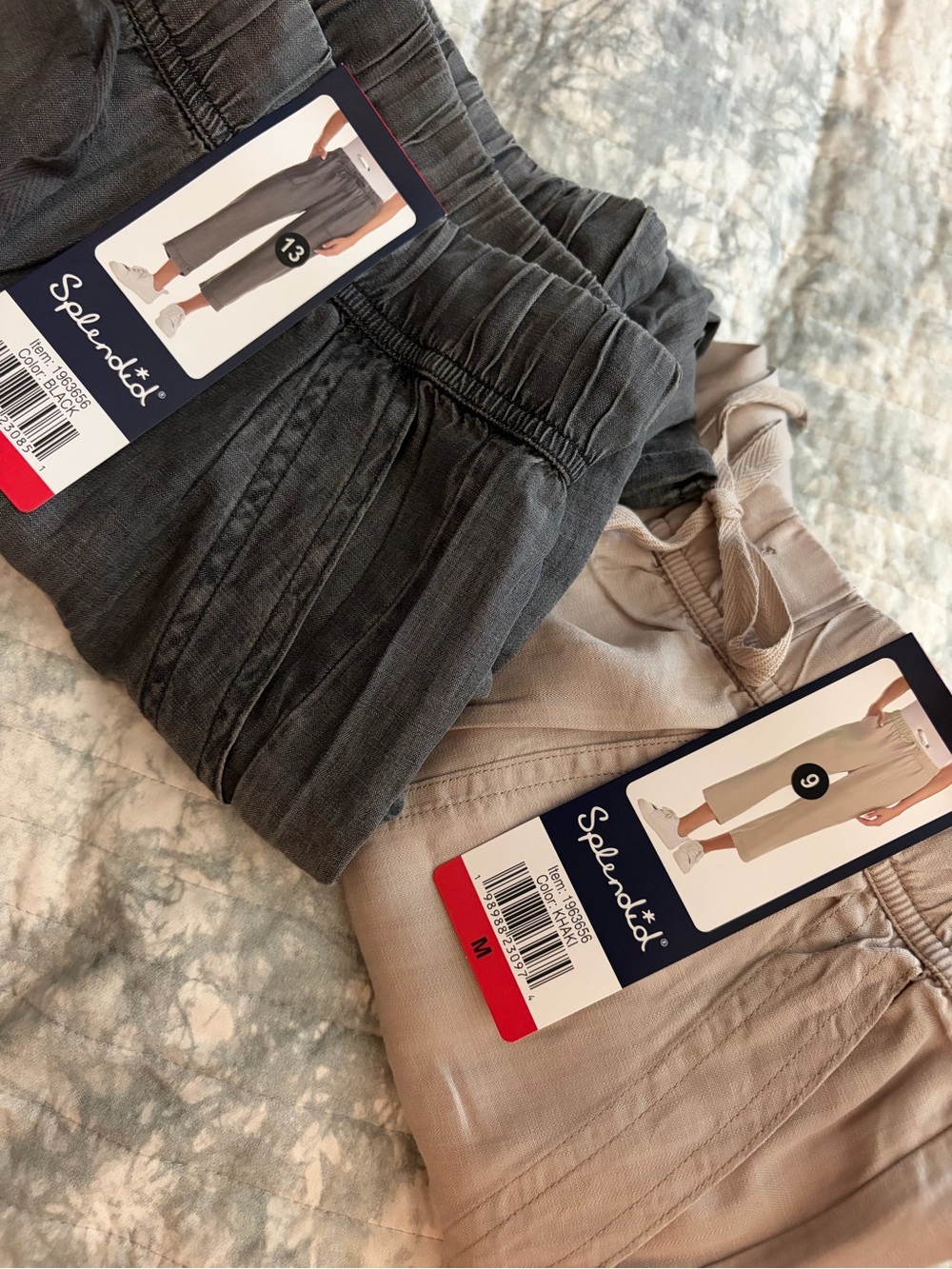 Splendid Ankle Crop Drawstring Jeans in Charcoal and Taupe 2-pair, Size M